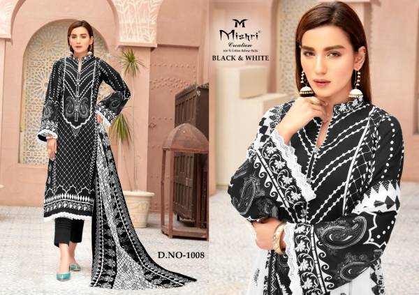 Mishri Black White Lalest Fancy Designer Black And White Heavy Cotton Print Karachi Dress Material